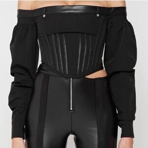 Maniere De Voir Black Technical Corset Top Vegan Leather 0